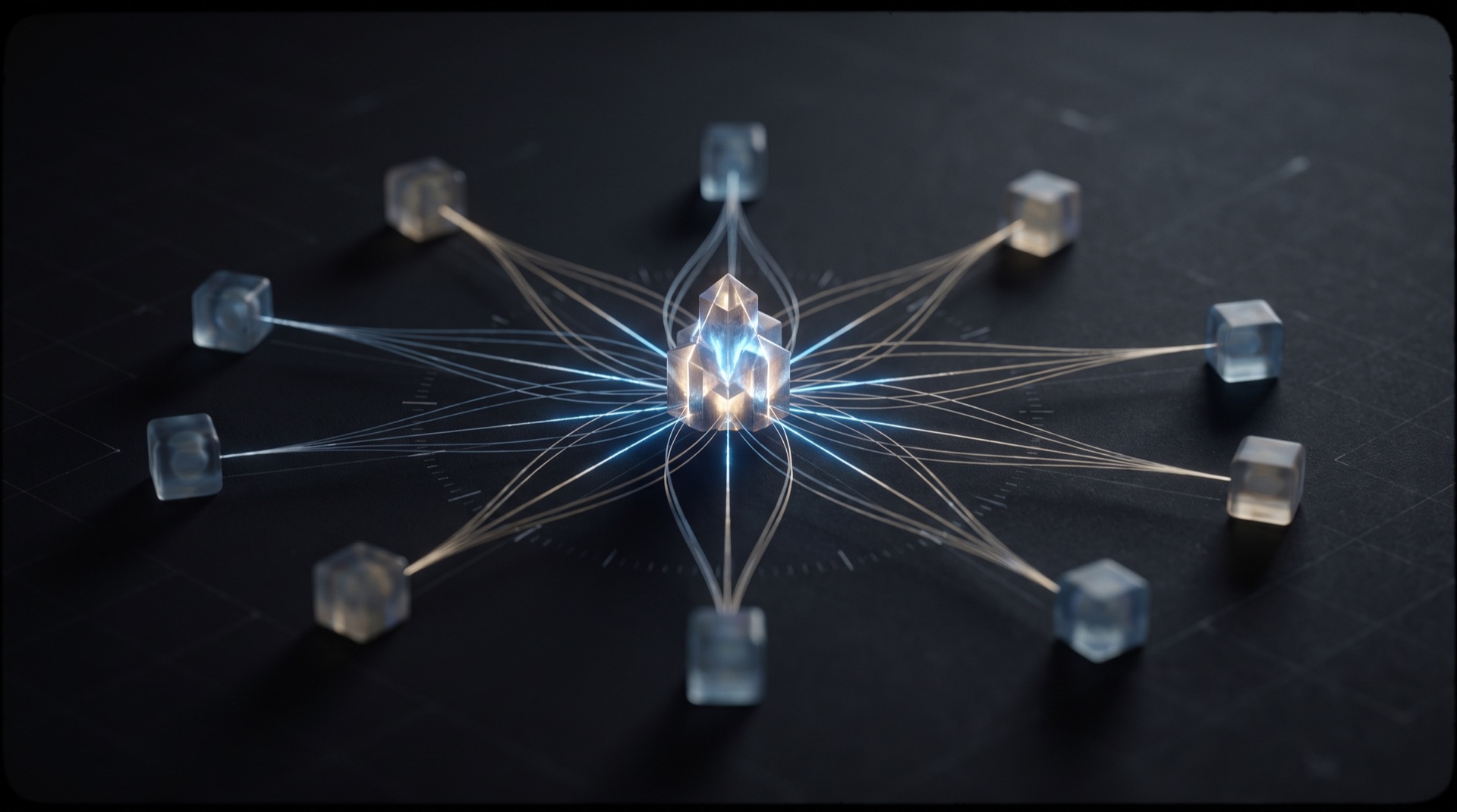 A founder's knowledge core radiating into orbiting content pillars